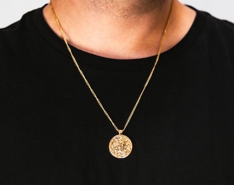 Zeus Necklace - 18K Gold Pendant Necklace For Men - Latin Styled Greek God Achilles Necklace - Mens Jewelry - Zeus Spartan Medallion Charm