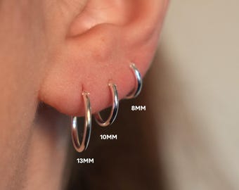 Silver Hoop Earrings - Thin Sterling Silver Hoop Earrings - Dainty Small Hoops - Minimalist Huggie Hoop Earrings For Women - Standard Hoops