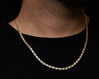 Valentino Chain - Mens Gold Chain - Love Heart Engraved Gold Plated Chain Necklace For Men - Gold Valentino Chain Mens Jewellery Gifts UK