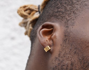 Mens Earrings, Gold Cuff Earrings, Mens 6mm Clip On Earrings, Gold Earrings  For Men Simple Steel Cuff Earring Mens Jewelry