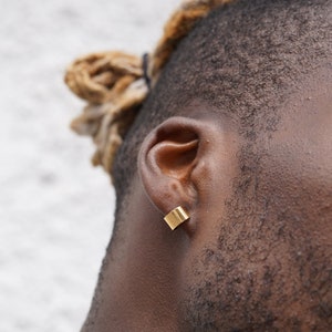 Mens Earrings, Gold Cuff Earrings, Mens 6mm Clip On Earrings, Gold Earrings For Men - Simple Steel Cuff Earring - Mens Jewelry