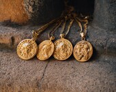 メンズネックレス、18Kゴールドチェーンペンダント、ギリシャ神