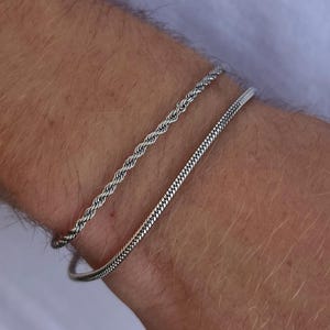 Mens Bracelet - Silver Rope / Snake Bracelet For Men