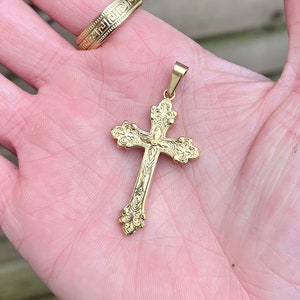 18K Gold Kreuz Anhänger Halskette - Gold Kreuz Ketten Anhänger - Kreuz Halskette - Statement Herren Kruzifix Anhänger - Herrenschmuck-Geschenke für Ihn