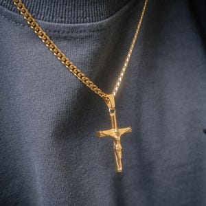 Mens Necklace - 18K Gold Cross Necklace For Men - Gold Crucifix Pendant Necklace - Gold Cross Chain Pendant- Mens Jewelry- By Twistedpendant