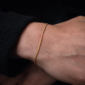 Pulseira de ouro masculina - Pulseira de corda banhada a ouro - Pulseira de prata 925 - Joias masculinas - Pulseira de corrente para homens - Por Twistedpendant