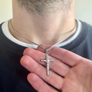 Herenketting - zilveren kruisbeeld kruisketting - kruisketting mannen - kruisbeeld hanger ketting - kruisketting hanger - herensieraden cadeau VK