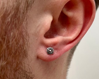 Mens Earrings, Mens Stud Earrings, 925 Sterling Stud Earrings, 6mm Detailed Compass Stud Earrings - Mens Jewelry By Twistedpendant