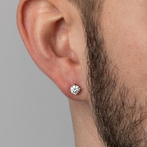 Herren Ohrringe, Herren Silber Ohrstecker Diamant Ohrringe - Moissanite Ohrringe - Diamant Ohrstecker für Männer - Herrenschmuck - Von Twistedpendant