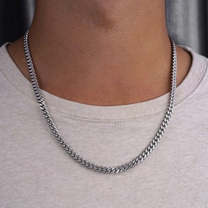 6mm Silver Matte Cuban Chain, Mens Chain, Waterproof Mens Necklace Chain - Mens Jewellery, gifts For Him - By Twistedpendant