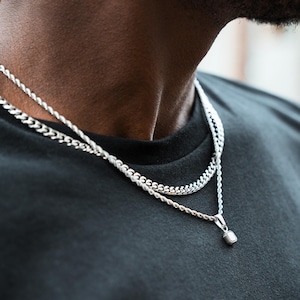 Mens Necklace - Mini Pearl Silver Pendant Necklace For Men - Small Gemstone Necklace Mens Jewelry, Minimalist Pendant- By Twistedpendant