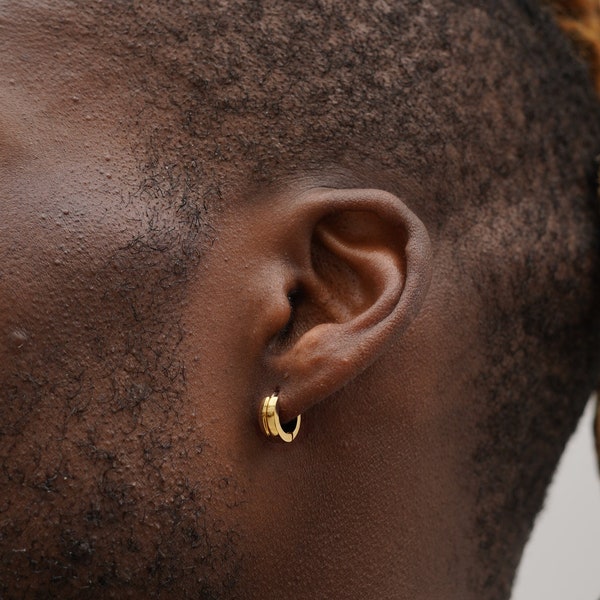 Mens Earrings - Mens 10mm Gold Hoop Earrings - Mens Thick Chunky Hoop Earrings Men - Earrings For Men - Gold Earrings Men By Twistedpendant