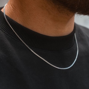 Zilveren herenketting - dunne 2 mm zilveren Cubaanse ketting, herensieraden - 18 kt gouden kettingen voor heren - stalen ketting ketting - van twistedpendant