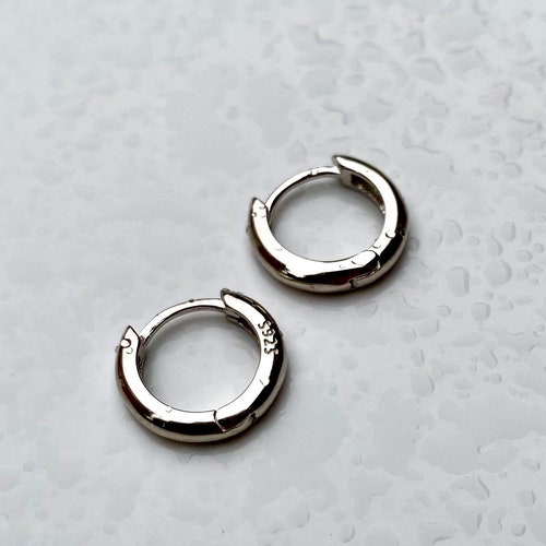 Mens Silver Earrings 925 Sterling Silver 12mm Mens Hoop - Etsy UK