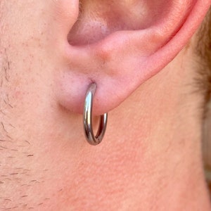 Mens Silver Hoop Earrings - 925 Sterling Silver 15mm Mens Hoop Earrings Or Stainless Steel - Hoops for Men - Earring Sets- By Twistedpendant