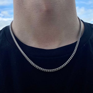 Silver Franco Chain, Mens Necklace 4mm Thick Silver Chain, Wheat Link Silver Chain, Thin Silver Necklace Men, Mens Jewelry By Twistedpendant