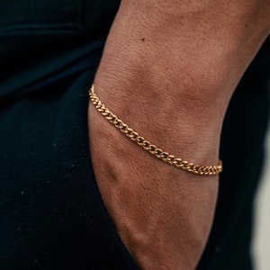 18k Gold Mens Bracelet Chain for Men, Silver Bracelets Cuban Link Bracelet  Chain, Curb Gold Bracelets for Women Men Bracelet, Women's Chains 