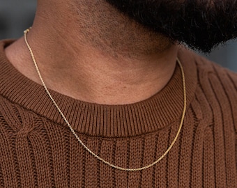 Thin Gold Chain, Mens Gold Rope Chain, Micro Gold Chain