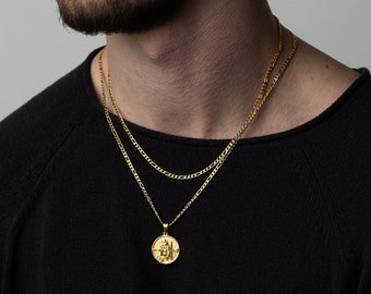 関税/送料込み【twistedpendant】プレミアオニックスペンダント 18K Gold St Christopher Pendant Necklace - Mens Jewelry