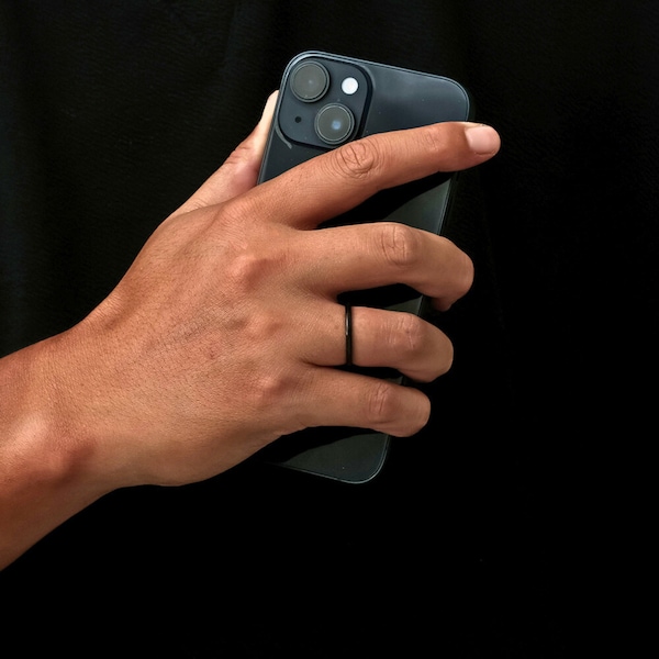 Mens Ring - Black Thin Rings for Men - Black Rings - Stainless Steel Ring - Mens Jewelry - Black Pinky Band Ring - Minimalist Band Ring Gift