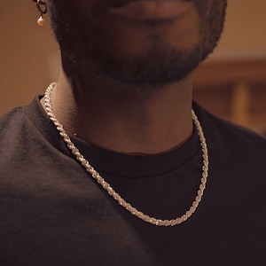 Silver Rope Chain - 5mm Rope Chain Necklace For Men - Mens Jewelry - Mens 925 Sterling Silver Chain - Mens Necklace - Twisted Rope Chain