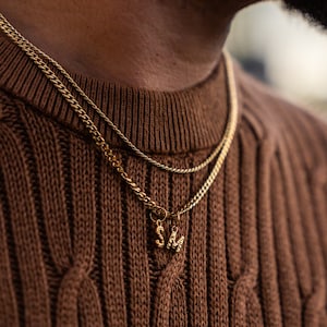 Collar para hombre, collar con inicial en oro de 18 quilates, cadena con inicial, collar vintage con inicial para hombre - Joyería para hombre - Twistedpendant