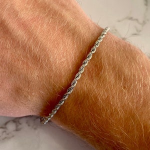 Zilveren armband heren, herenarmband 2,5 mm touwketting, dunne zilveren armband Cubaanse schakel, zilveren armbandkettingen voor heren - van twistedpendant