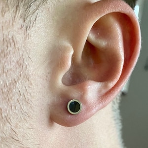 Mens Earrings, Black Stud Earrings, Mens 6mm Silver Stud Earrings, Stud Earrings, Tiny Silver Stud Earring, Mens Jewelry - By Twistedpendant