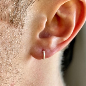 Mens Earrings, Silver Hoop Earrings - Hoops for Men - 8mm Mens Huggie Hoop Earrings - Sterling Silver Earring - By Twistedpendant