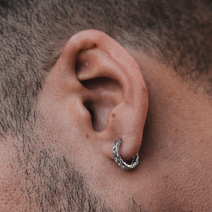 Mens Earrings - Mens Hoop Earrings - Chunky Silver Huggie Hoop Earrings - Small Silver Earrings For Men, Mens Silver Hoops By Twistedpendant