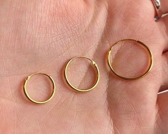 18K Gold Hoop Ohrringe Schlicht Einfach Schmuck Huggie Ohrringe Für Frauen Dünn HOOP Minimalist Ohrringe Schmuck 8/10/13/15 / 18mm