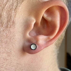 Mens Earrings, Black Stud Earring, Black Stud Earring, Mens 6mm Stud Earrings, Earrings For Men, Small / Big Stud Earrings By Twistedpendant