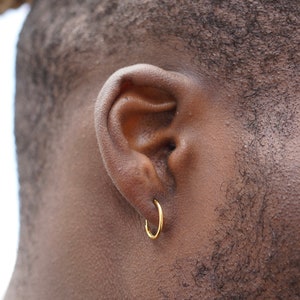 Mens Earrings - Mens Gold Earrings, Hoops Earrings Men, Large Gold Hoops For Men, Mens Jewelry, 15mm Thin Gold Hoops - By Twistedpendant
