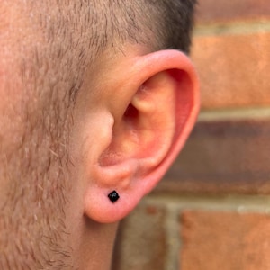 Mens Onyx Earring, Black Onyx Gemstone Earrings, Mens Earrings, Black Stud Earrings, Mens Stud Earrings, Mini Studs For Men, Mens Jewelry