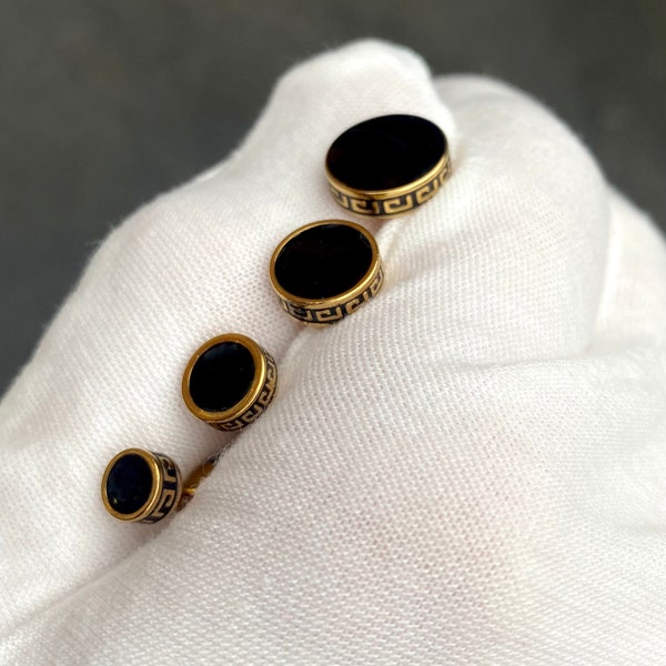 Herren Ohrringe, Schwarz Ohrstecker, Herren Ohrstecker, Gold Ohrstecker Ohrringe Mann, griechische Muster Ohrstecker für Männer, Herrenschmuck - Mit Twistedpendant