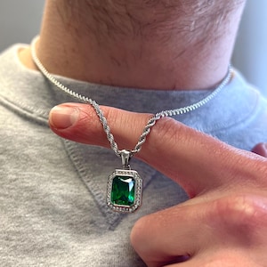 Green Diamond Necklace - Emerald Colour Green