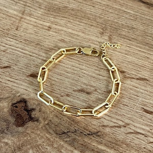 Gold Paperclip Bracelet For Men - Mens Gold Bracelet Chain - Gold Link Chain Bracelet - Mens Jewellery Minimalist Bracelet By Twistedpendant