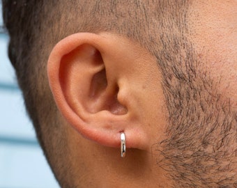 Mens Earrings Mens Silver Hoop Earrings 12mm Small Gold Hoop