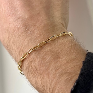 Mens Bracelets - 18K Gold Bracelet Men - Mens Gold Bracelets - Paperclip Link Chain Bracelet For Men - Bracelets For Men By Twistedpendant