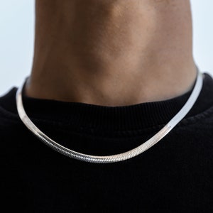 Silver Snake Chain, Mens Necklace Chain, 3mm / 5mm Flat Gold Chain, Silver Necklace For Men - Mens Jewellery Gifts - By Twistedpendant
