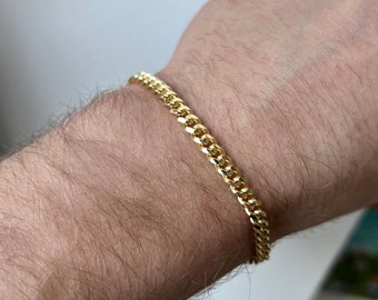 Bracelet pour homme - Bracelet en or cubain Miami 5 mm, bracelet en or pour homme chaîne Miami, bracelet en argent sterling 925 plaqué or 23 carats, bijoux pour homme