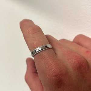 Mens Ring - Thin Silver Ridged Band Ring For Men - Silver Promise Ring - Mens Silver Anniversary / Valentines Gift Ring - Mens Jewelry Gift