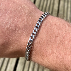 Mens Bracelets, 5mm Cuban Link Chain for Men, Mens Silver Bracelet Chain, Thick Silver Chain - Mens Jewellery - By Twistedpendant