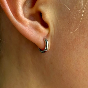 Herren Silber Ohrringe - 925 Sterling Silber 12 mm Herren Hoop Ohrringe - Creolen für Herren - Ohrring Sets - Huggie Ohrringe für Herren - Herrenschmuck