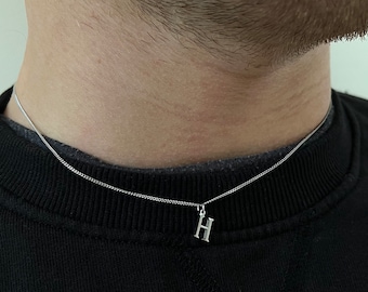 Collier initial pour homme, collier initial minimaliste pour homme - Initiale personnalisée en acier inoxydable - Collier lettre - Bijoux pour homme