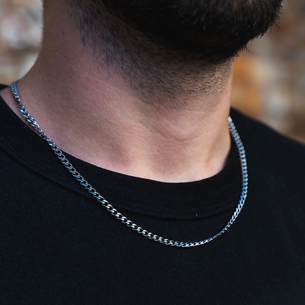 4mm Silver Cuban Chain, Mens Chain, Silver Chain Mens - Mens Necklace - Mens Jewelry - Silver Cuban Link Chain - Mens Gift By Twistedpendant