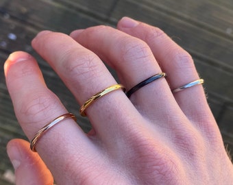 Mens Ring - Thin Band Rings for Men - Silver / Gold / Rose Gold / Black Rings - Stainless Steel Ring - Mens Jewelry Unisex Band Pinky Rings