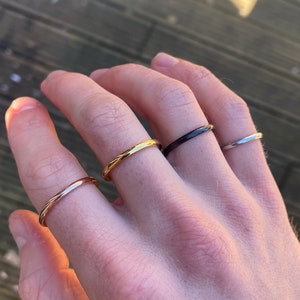 Mens Ring - Thin Band Rings for Men - Silver / Gold / Rose Gold / Black Rings - Stainless Steel Ring - Mens Jewelry Unisex Band Pinky Rings