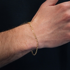 Pulseira masculina - Pulseira fina banhada a ouro para homens - Corrente de pulseira de ouro masculina - Pulseiras minimalistas para homens - Joias masculinas