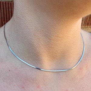 Silver Snake Chain Necklace, 2mm Flat Necklace Silver Snake Chain, Short Silver Chain, Silver Herringbone Chain, Thin Silver Chain